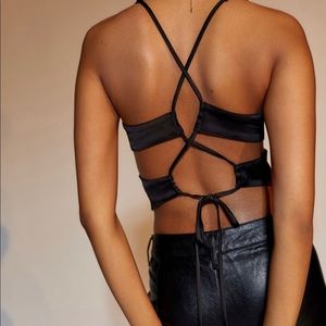 Urban Outfitters- Satin Stappy Back Top
